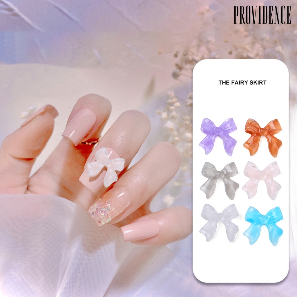 Providence 50pcs / Set Ornamen Bentuk Pita 3d Glitter Untuk Dekorasi Nail Art / Manicure Diy