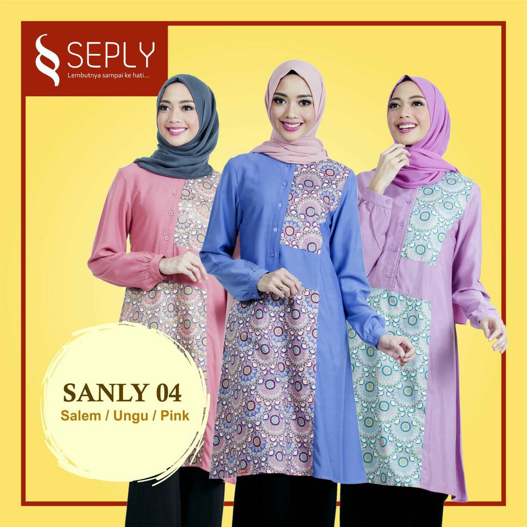 Sanly 04 Seply Ungu Pink Salem Atasan Tunik