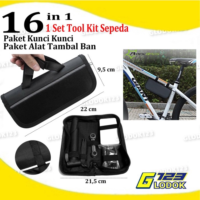 Bike Tool Kit Alat Perlengkapan Sepeda Kunci Hex Tambal Pompa Ban Set