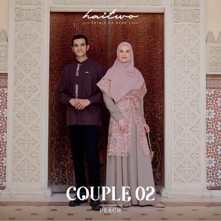 Haitwo Couple 002 Gamis SAUDAH  Sarimbit kapel Muslim Syari Terbaru