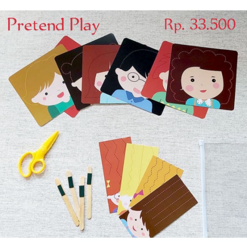 Pretend Play Mainan Edukasi Motorik Belajar Sambil Bermain Potong Rambut WUFFYLAND