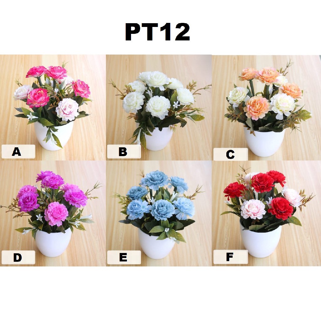 FYGALERYSURABAYA  PT12 Pot Tanaman Hias Bunga Hias Plastik Ornamen Pot Bongsai Artificial Flower Decoration