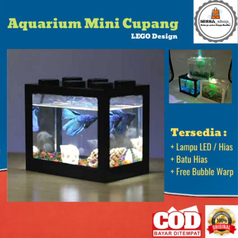 Aquarium Mini Model LEGO / Aquarium Minimalis / Aquarium LED Full Colour / Aquarium Mini Cupang