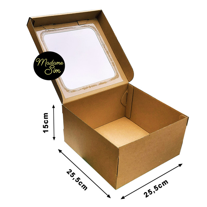 

3Rs5E546 Kotak Kue - Cake Box 25 X 25 X 15 Cm - Coklat + Jendela 56Eyhr6R