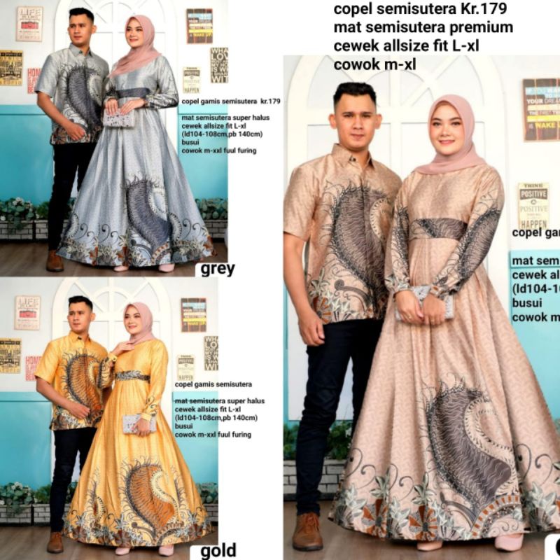 BATIK GAMIS COUPLE || BY BATIK KARYANTO || bahan semi sutra premium || ukuran gamis fit to M-XL || k