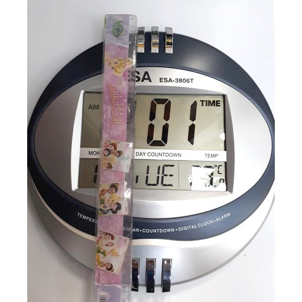 JAM DINDING DIGITAL ESA 3806 T - JAM DINDING DIGITAL BULAT - FITUR LENGKAP