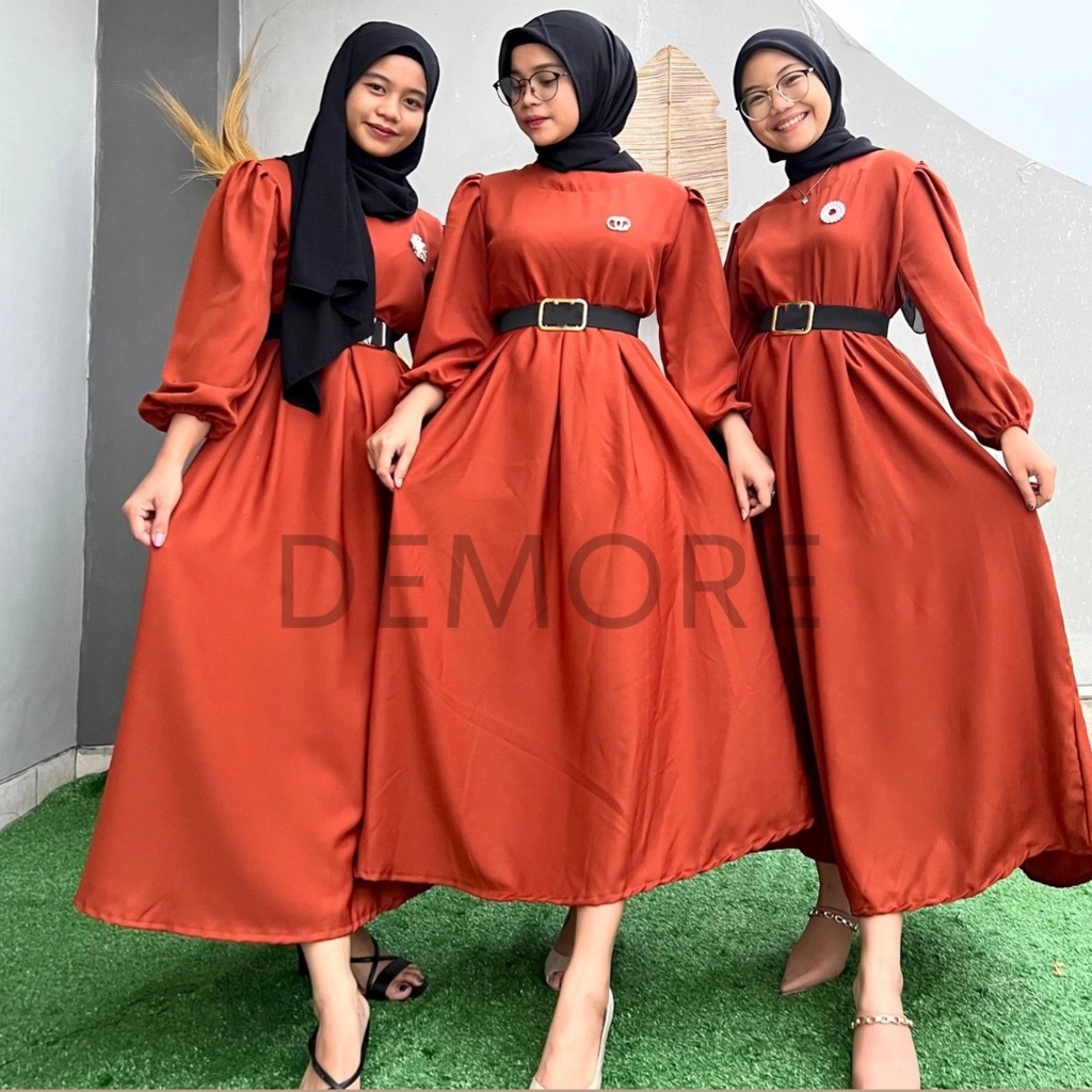 MIDI DRESS MUSLIM MINI DRESS DEWI SHAKILA SEPHORA DRESS FREE BELT DEMORE