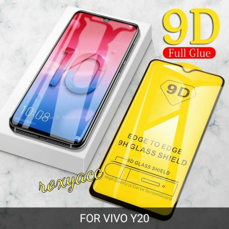 VIVO Y20 TEMPERED GLASS FULL COVER 9D ANTI GORES KACA