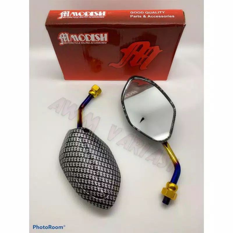 spion motor model beat carbon tangkai pendek/mini two tone beat, vario