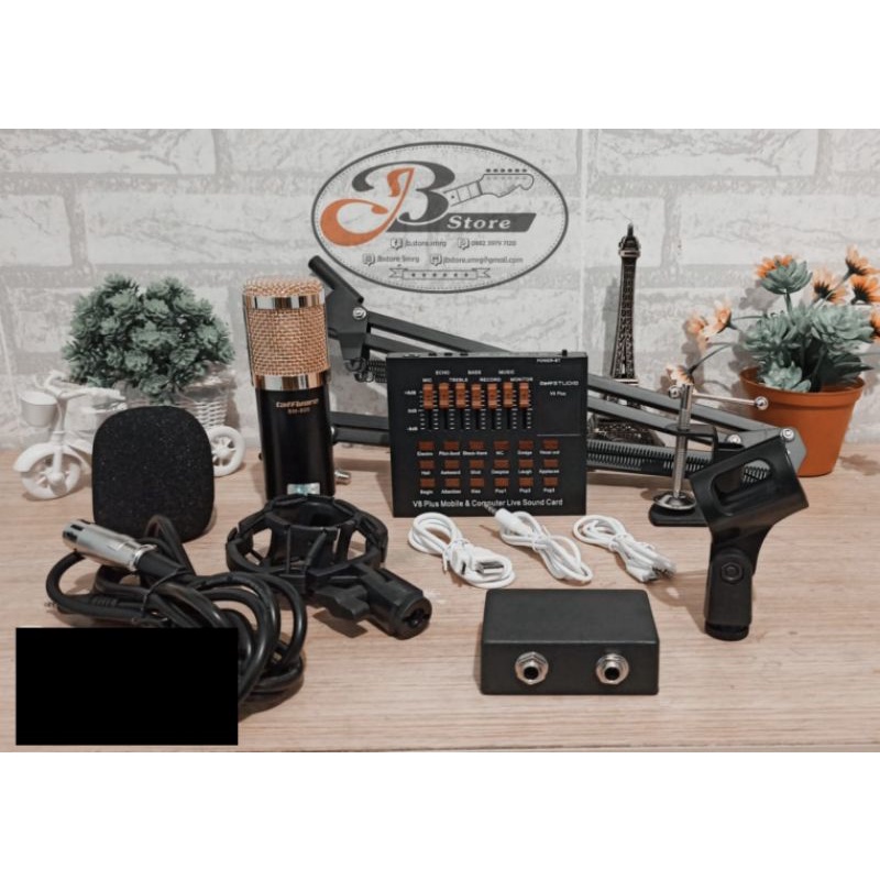 paket komplit siap rekaman soundcard V8 plus