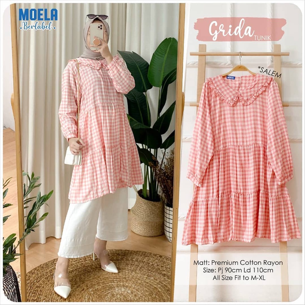 RUFFLE TUNIK - GRIDA TUNIK - PAKAIAN  WANITA - TUNIK KOTAK SIMPLE - BISA COD