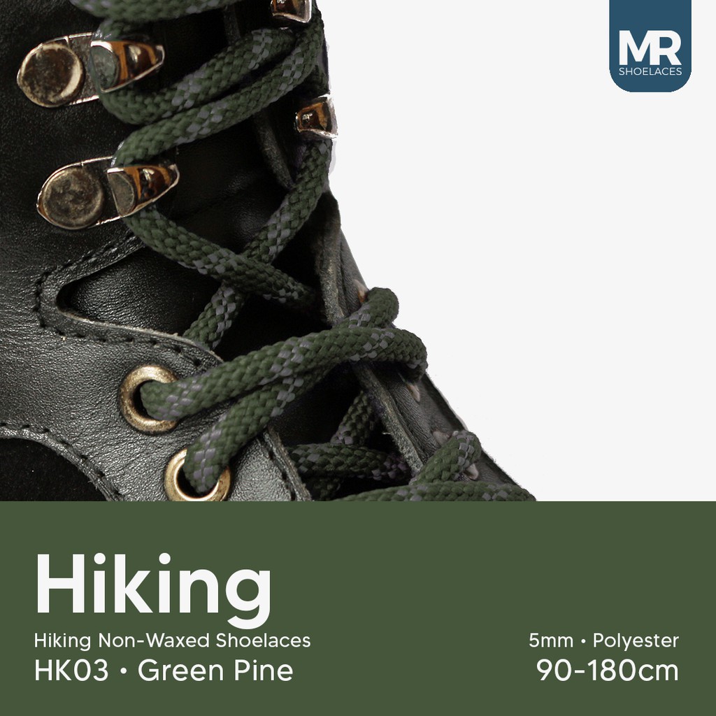 MR Shoelaces HK03 Green Pine (Hijau) Tali Sepatu Hiking Motif 4-5mm 90cm 100cm 120cm 150cm 180cm