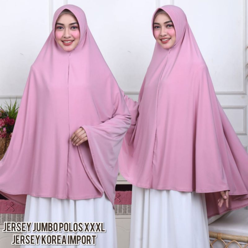 TERLARIS Jilbab Jumbo Jersey Korea XXXL Super Jumbo/ Khimar syari polos jumbo jersey / Bergo Jersey