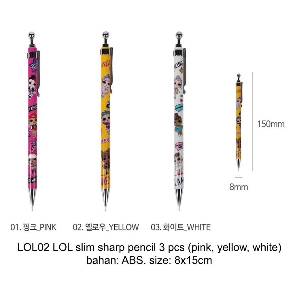 

ORI KOREA LOL Surprise Slim Sharp Pencil 3pcs LOL02