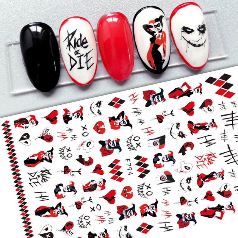 Stiker Kuku 3D Motif Tengkorak Laba-Laba / Laba-Laba / Ular / Cakaran Darah Untuk Dekorasi Halloween