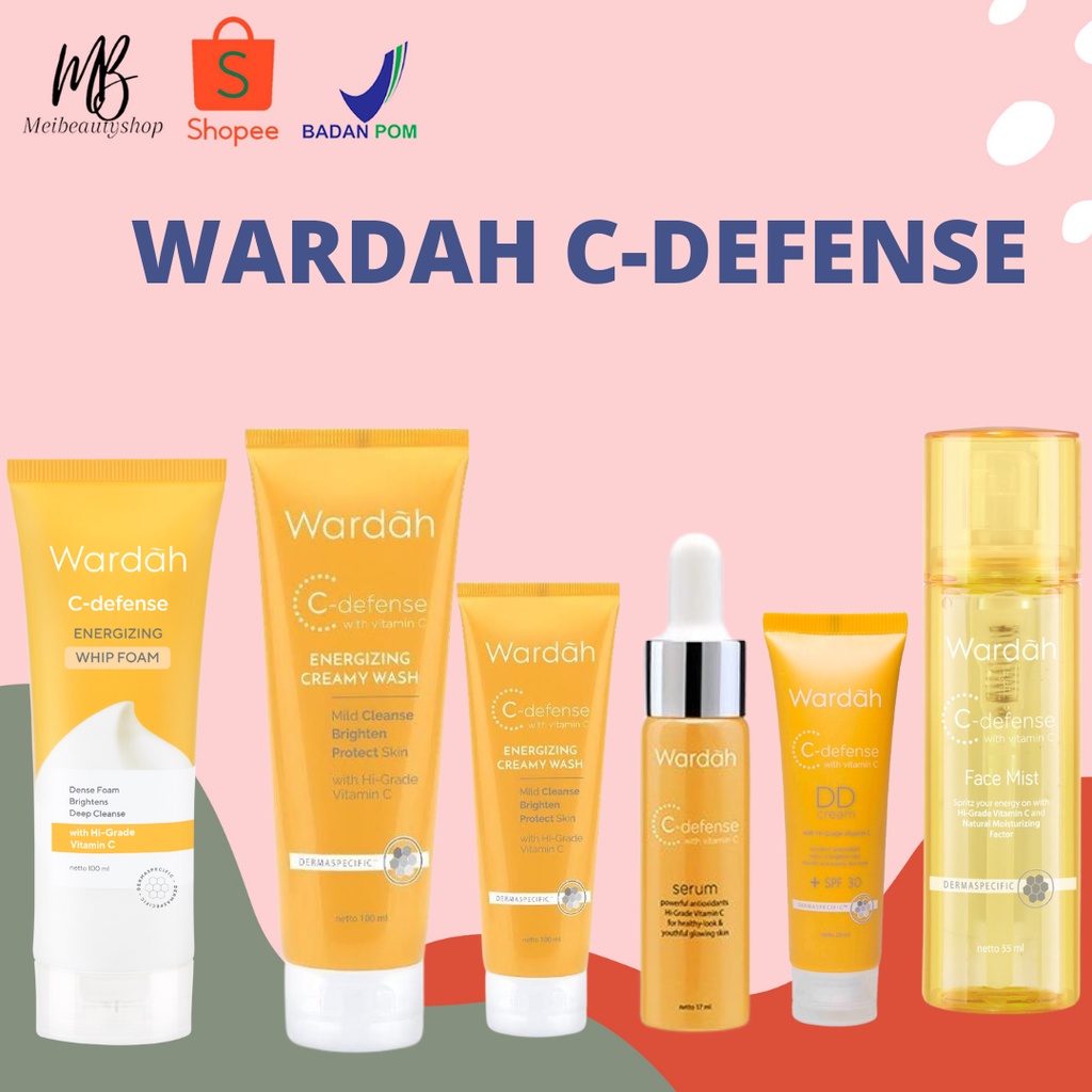 Wardah C-Defense Series DD- Cream Natural | DD-Cream Light | Creamy Wash | Whip Foam | C-Defense Face Mist | Mousse Moisturizer