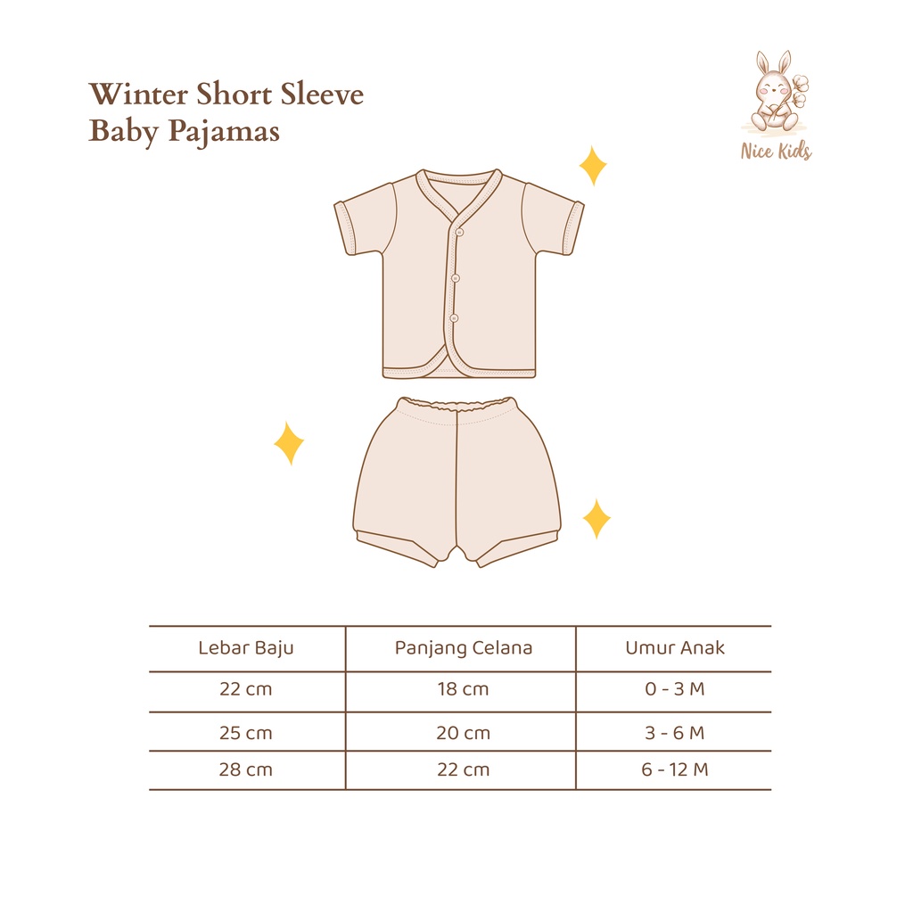 Nice Kids Winter Short Sleeve Baby Pajamas Set (Piyama Anak Bayi)