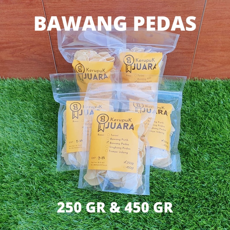 

KERUPUK BAWANG PEDAS JUARA