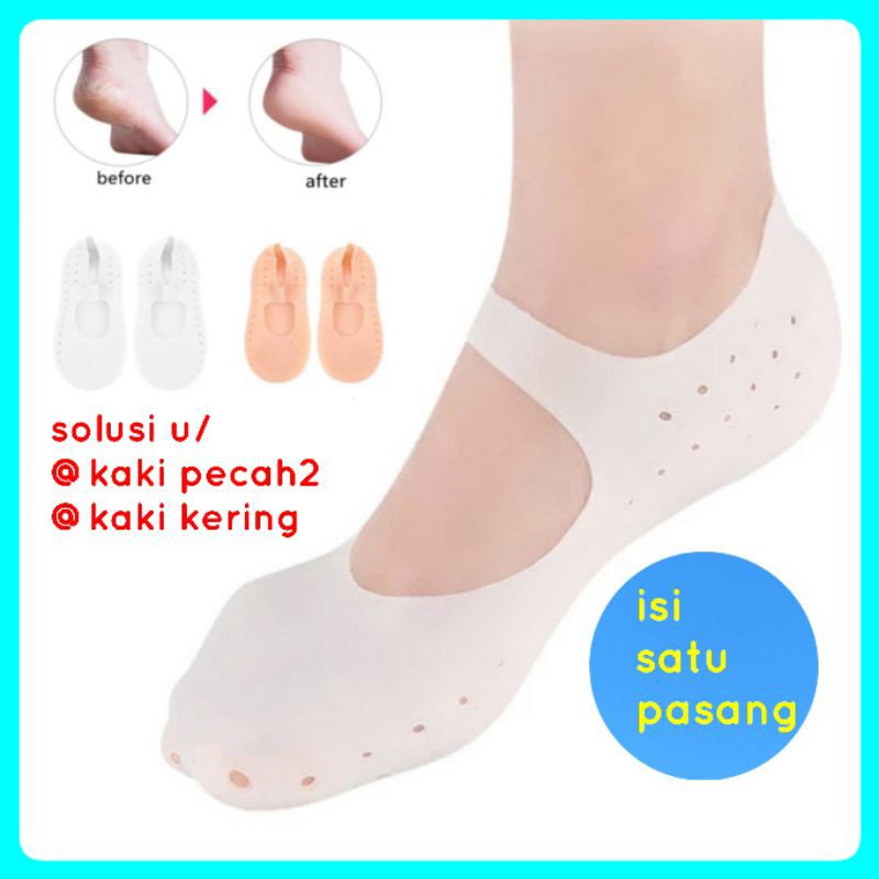 1 PASANG SOL SILICON KAUS KAKI SILICON WANITA INSOLE GEL SILICON SOL PENCEGAH KAKI PECAH