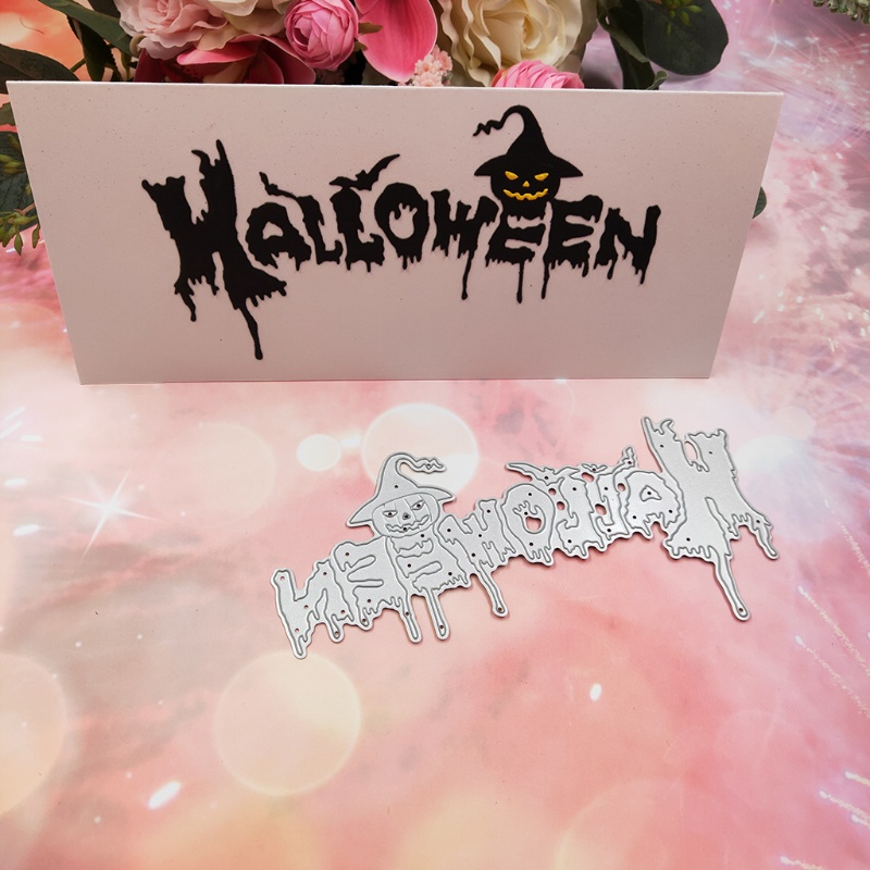 Cetakan Stensil Cutting Dies Motif Halloween Bahan Metal Untuk Scrapbook / Craft DIY / Embossing