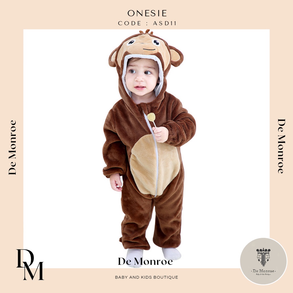 Size 100 ( 18-24 Bulan ) GROSIR MURAH De Monroe Baju Bayi dan Anak Baju Tidur Kostum Bayi Binatang Jumper Animal Romper Onesie Cewek Cowok Harimau dll