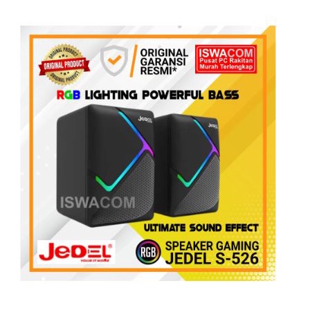 Speaker jedel wired audio 3.5mm usb stereo 3d sound rgb for laptop pc phone office gaming s526 s-526