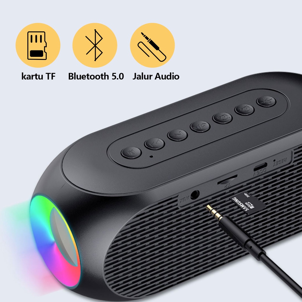 (FREE GIFT) AFS speaker bluetooth RGB Speaker Bluetooth Portable Charger Suara Audio Speaker musik box bluetooth Speaker Jam Alarm LED S18 100% real 1year warranty