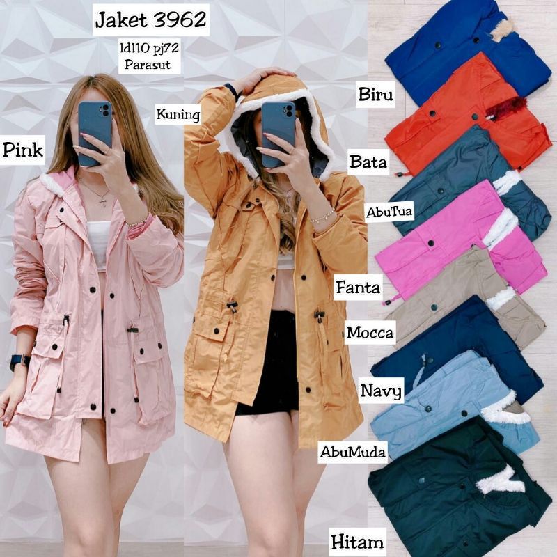 Jaket parka perasut topi bisa di lepas all size