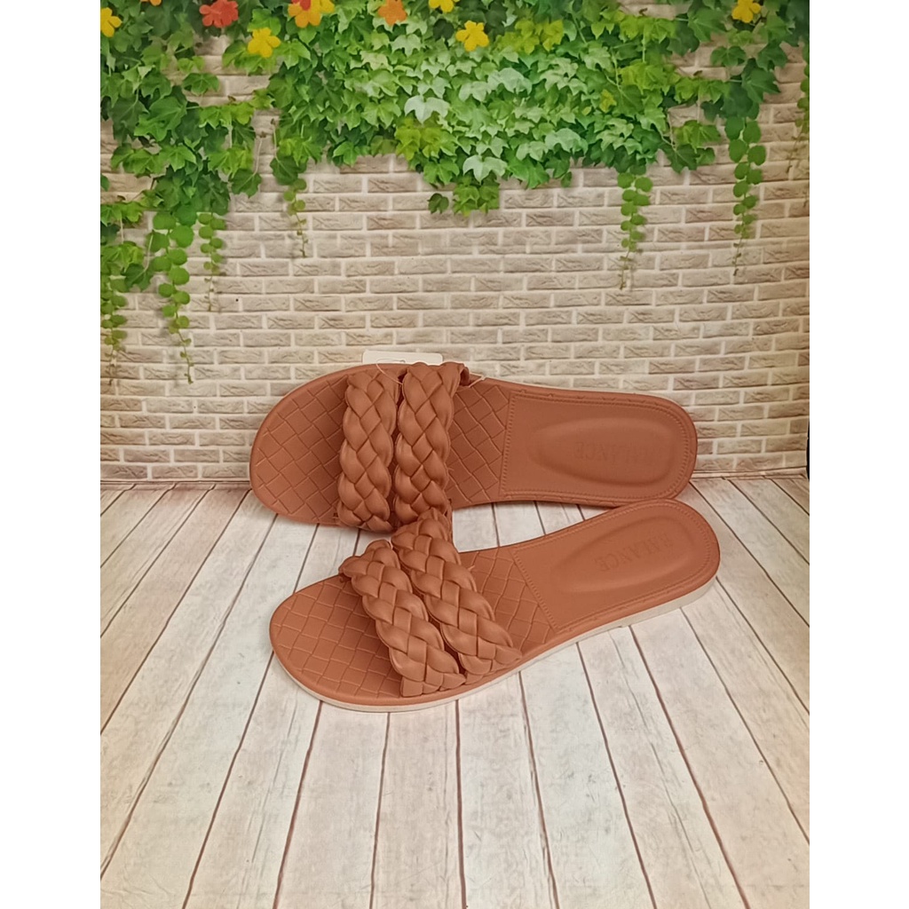 SANDAL JELLY WANITA SANDAL KARET PEREMPUAN TERBARU 2123 BALANCE DAN 2132 HYS-coklat blc