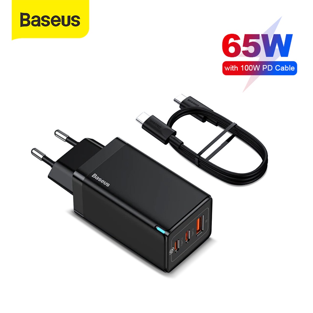 Kepala Charger Baseus 65W GaN 5 Pro Fast Charger 4.0 3.0 AFC SCP TYPE C