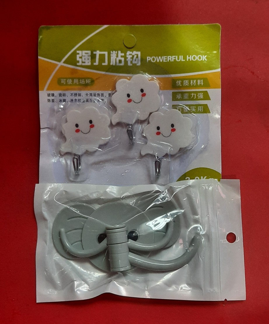 Gantungan Hook Barang Tempel Di Dinding Multifungsi 1 Set Isi 3 Awan01