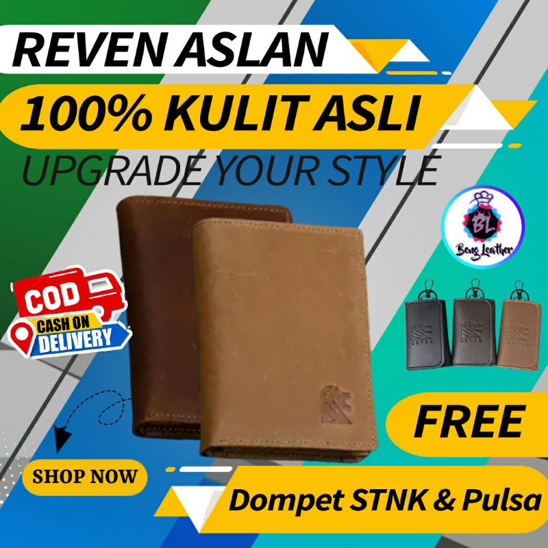 Dompet Pria Asli Kulit Dompet Leather Waterproof Kartu Lipat Pendek Kecil Tipis Simple Wallet Fashio
