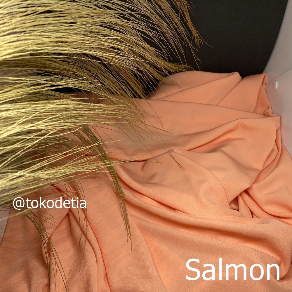 TERMURAH Kain Wolfis Grade A /  Wolpeach Premium /Wolvis Premium gamis tunik fashion-Salmon