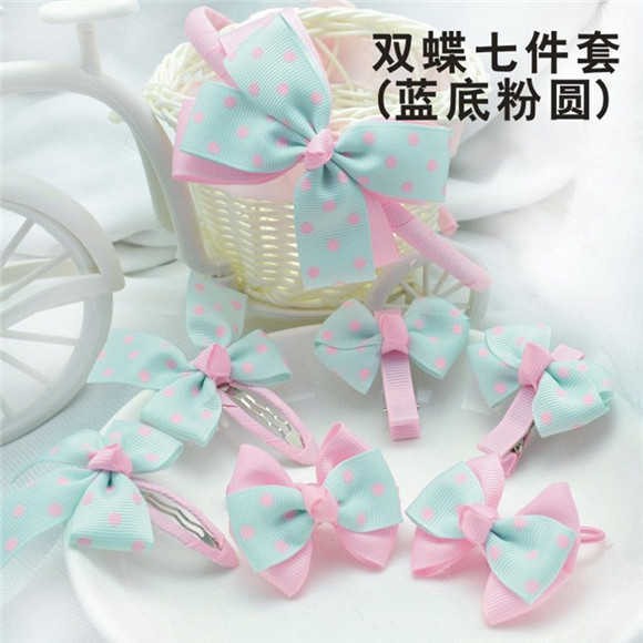 7Pc Set Bandana + Jepitan + Karet Rambut Anak Gaya Korea Fashion Hair Clip Bando Korean Kid