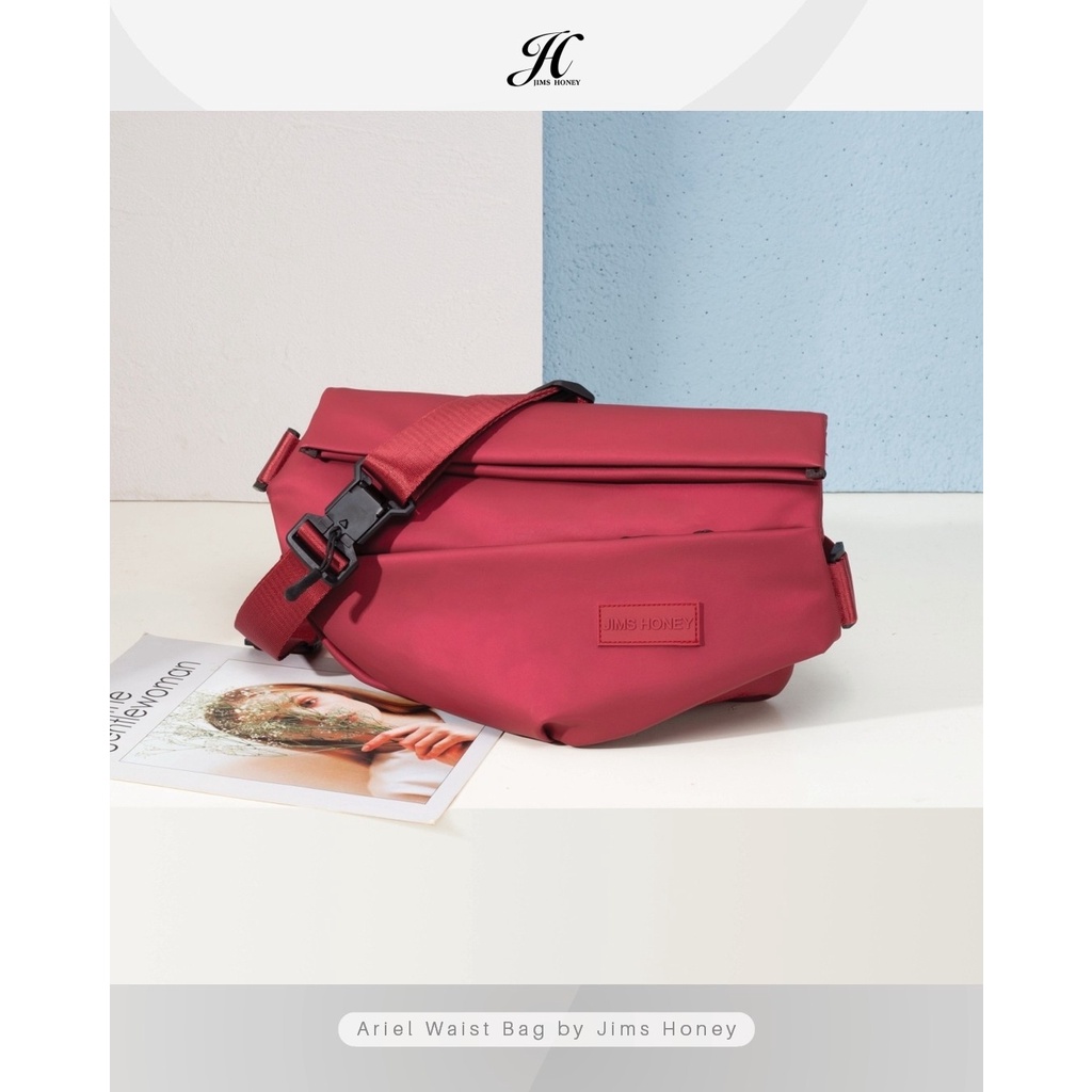 Alva Backpack Jimshoney Original Tas ransel pria wanita tas sekolah kerja anti air muat laptop cod-ARIEL WAISTBAG MERAH