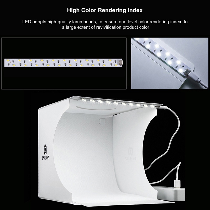 {LUCKID}Mini Folding Photography Studio Soft Box 2LED Lightbox Background Photo Kit