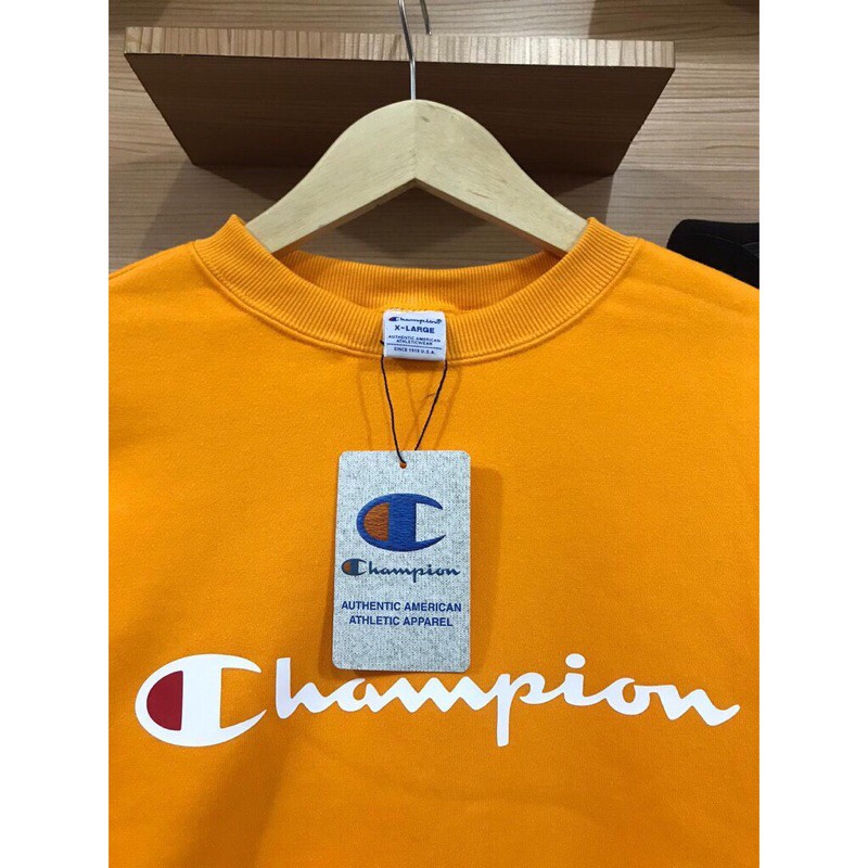 100% ORIGINAL CMT CREWNECK CHAMPION SCRIPT LOGO YELLOW