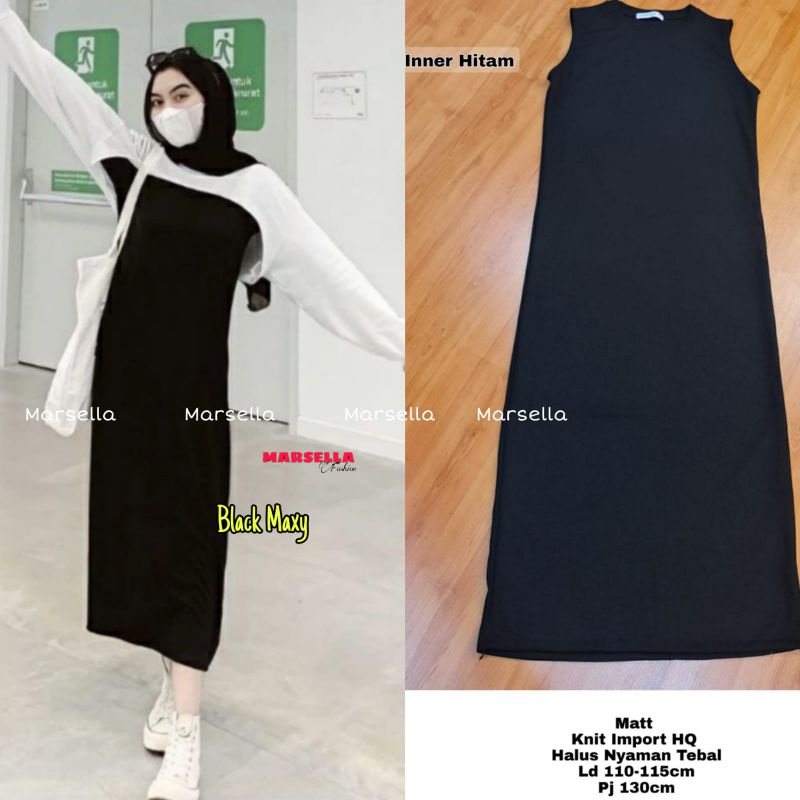 Anindya Marsella Black Maxy Dress Original Terbaru