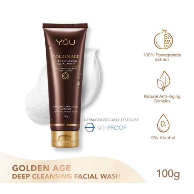 ☘️Yuri Kosmetik☘️ YOU GOLDEN AGE CLEANSING FACIAL WASH 100gr FREE SERUM 5ML