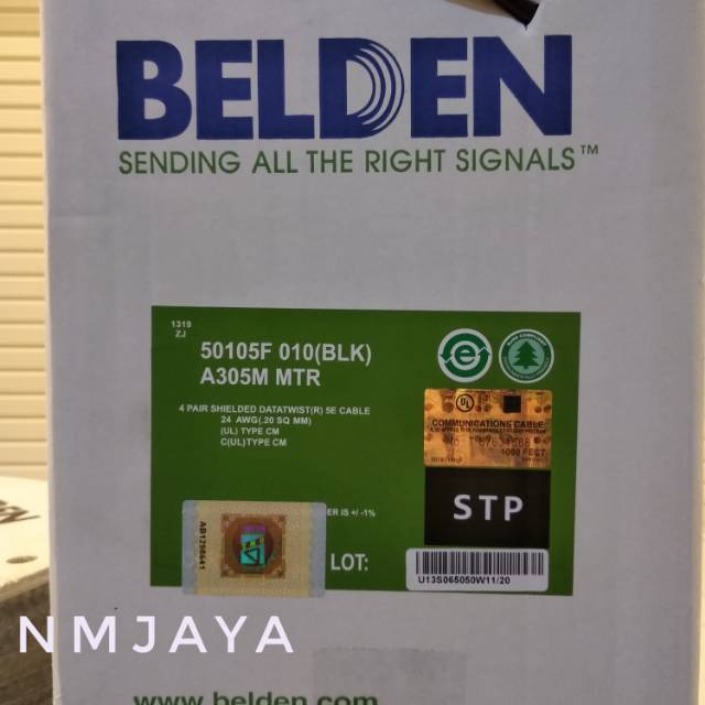 Belden Kabel Lan Outdoor 1 meter STP CAT5e dicrimping rj45 plat besi 50105F Warna Hitam