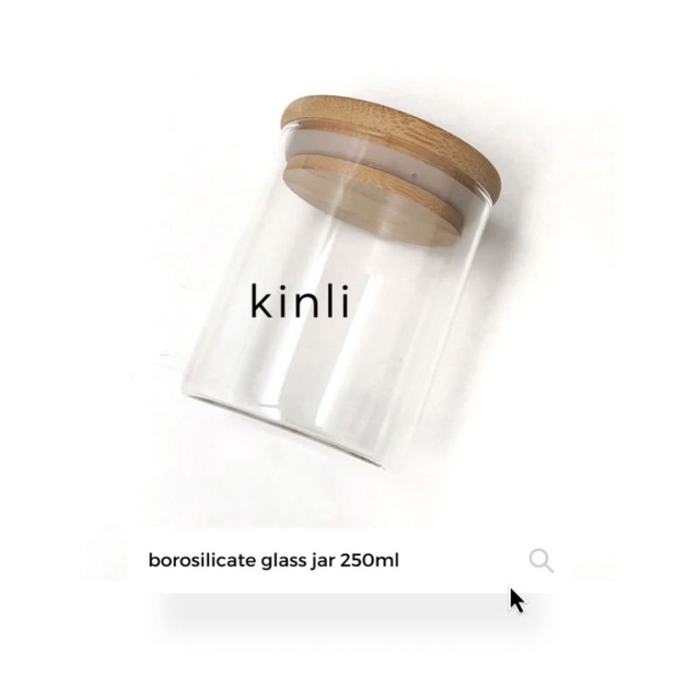 glass jar with wooden lid toples kaca borosilicate tuyup kayu 250ml