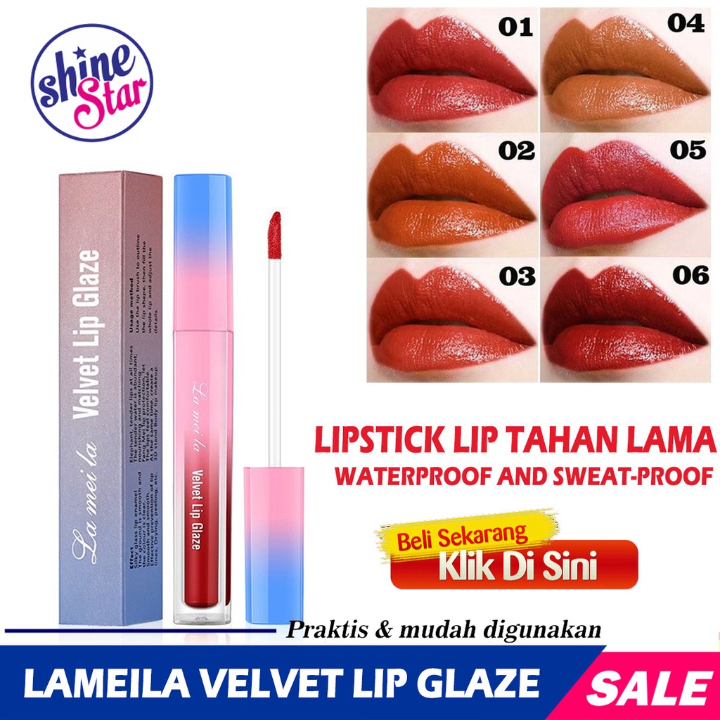 Lipstik Matte Anti Air Dan Tahan Lama Lameila Velvet Lip Glaze - Lipstik Tahan Lama Anti Air 24 Jam Korea - Lipstik Ala Korea / Lipstick Lip Cream Lip Balm Lipgloss - Lipstik Korea Tahan Lama Anti Air - 6 Variasi Warna Matte