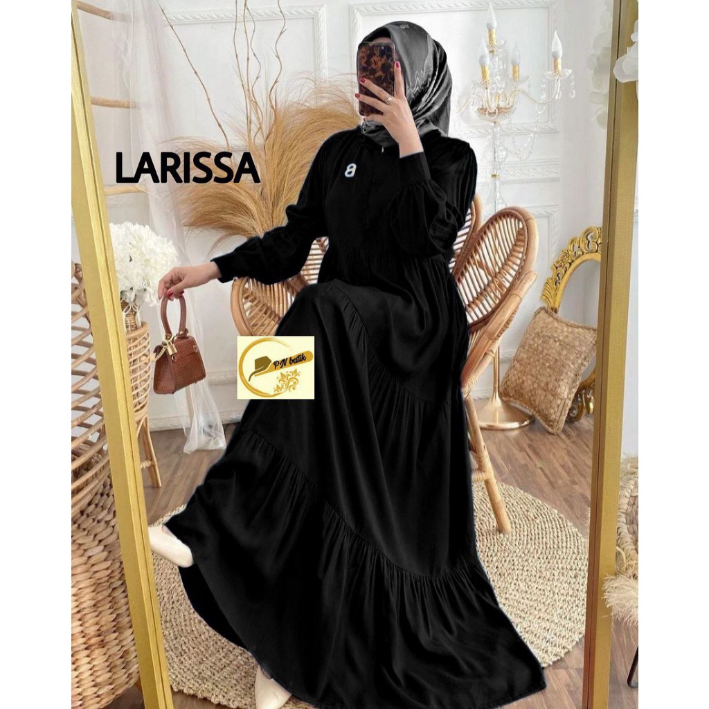 Gamis Canda Susun 3 Modern Cantik Syari Rayon Adem Warna Polos Cantik Jumbo Busui Kerah Ruffle MTD 7