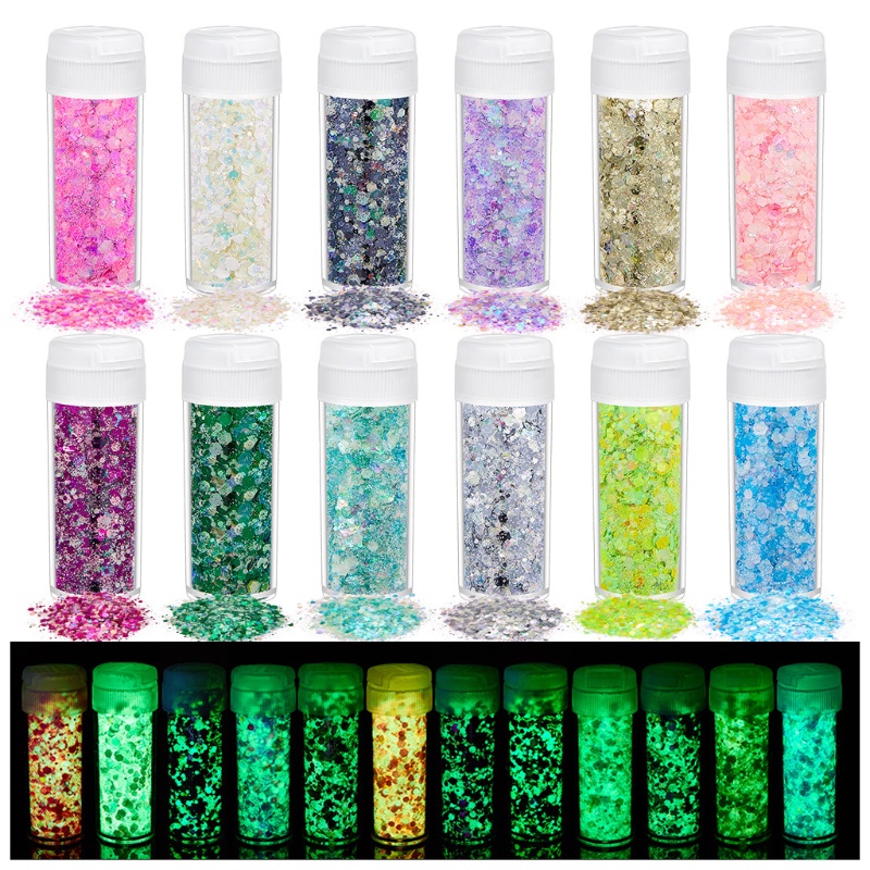 Siy Bubuk Glitter Sequin Epoxy Resin 12 / 18 / 24 Warna Dekorasi Nail Art / Perhiasan Diy