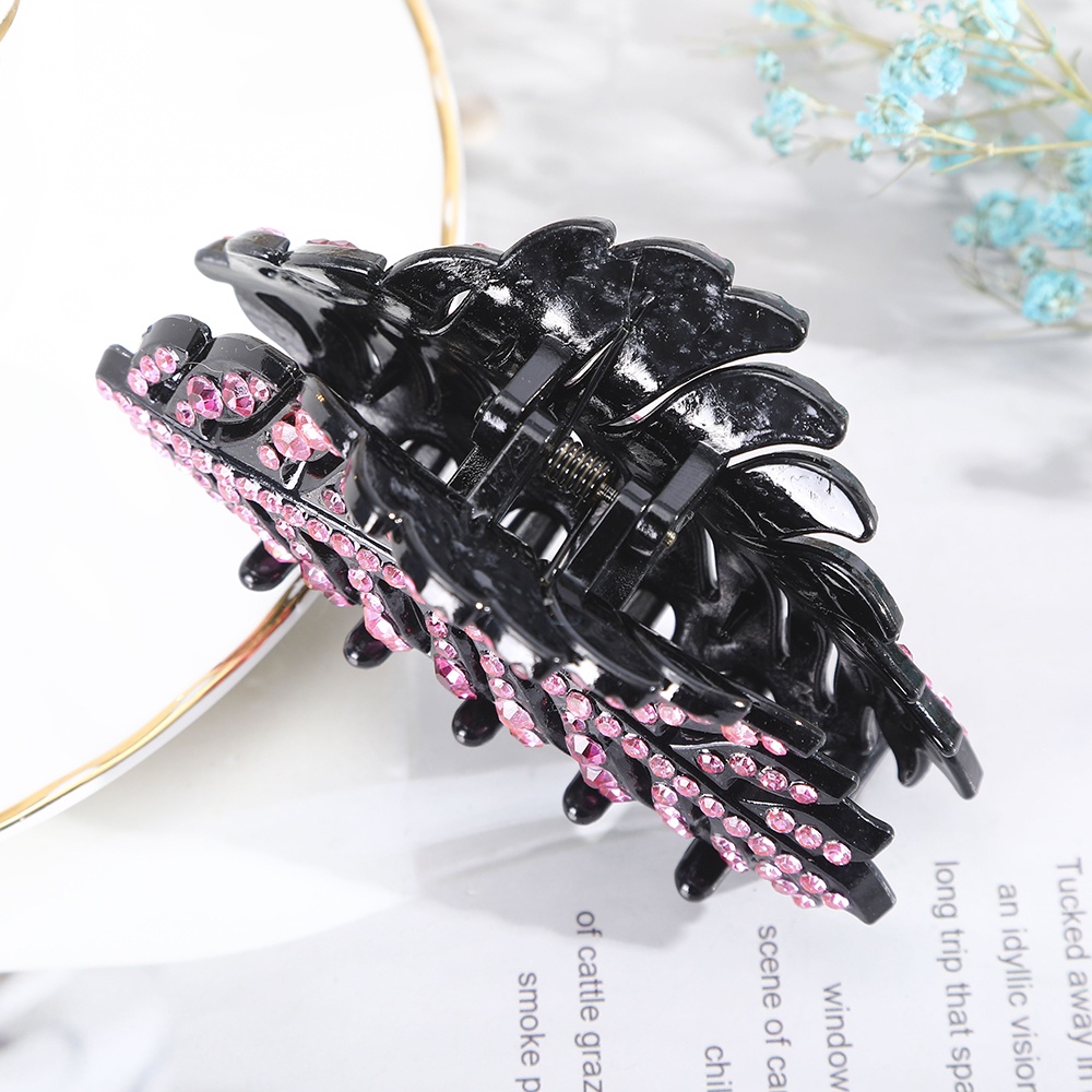 Rhinestone Leaves Hair Claw Clip Fashion Diamond Hairpin for Women Hair Accessories