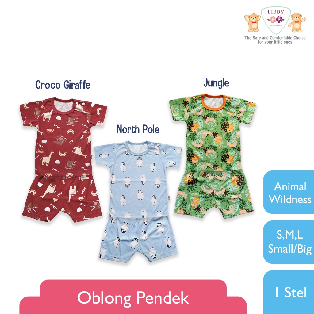 LIBBY Piyama Setelan Oblong Pendek Motif Animal Wildness (1 stel)