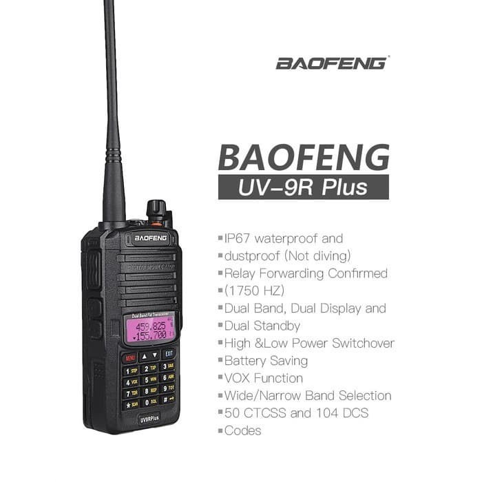 HT Baofeng UV-9R Plus HT Dualband 8Watt Waterproof IP67 Ori Baru UV9R UV9