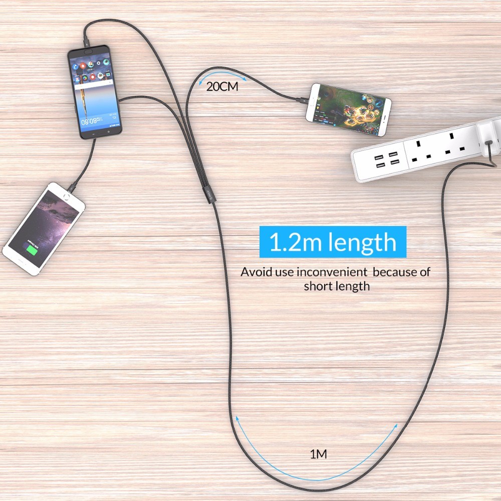 Kabel Data 3 in 1 USB tipe C Micro USB Lightning USB Kabel