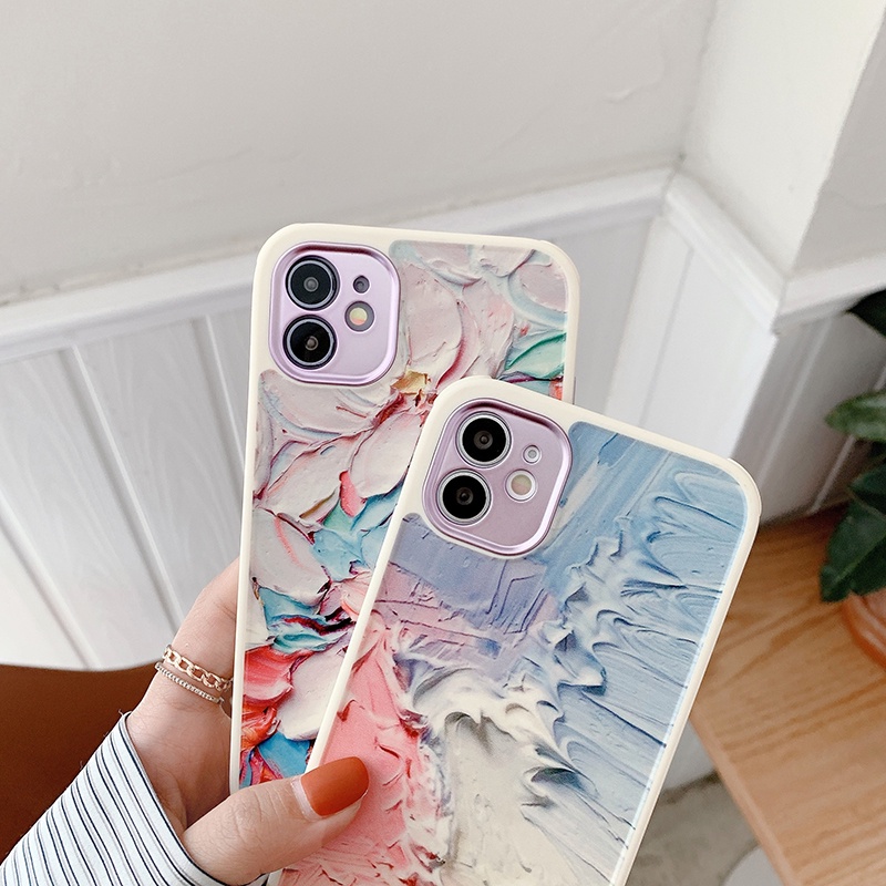 Soft Case TPU Motif Lukisan Minyak Abstrak Untuk Iphone 11 12 13 Pro Max X Xs Xr Xsmax 7 8 Plus