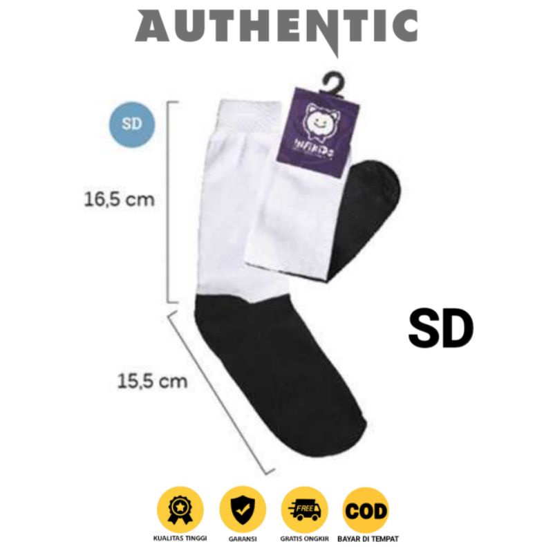 AUTHENTIC Kaos Kaki Back Too School | Kaos Kaki Sekolah Anak SD SMP SMA -Kaos Kaki Untuk Sekolah Putih Telapak Hitam SD SMP SMA - Barbels socks